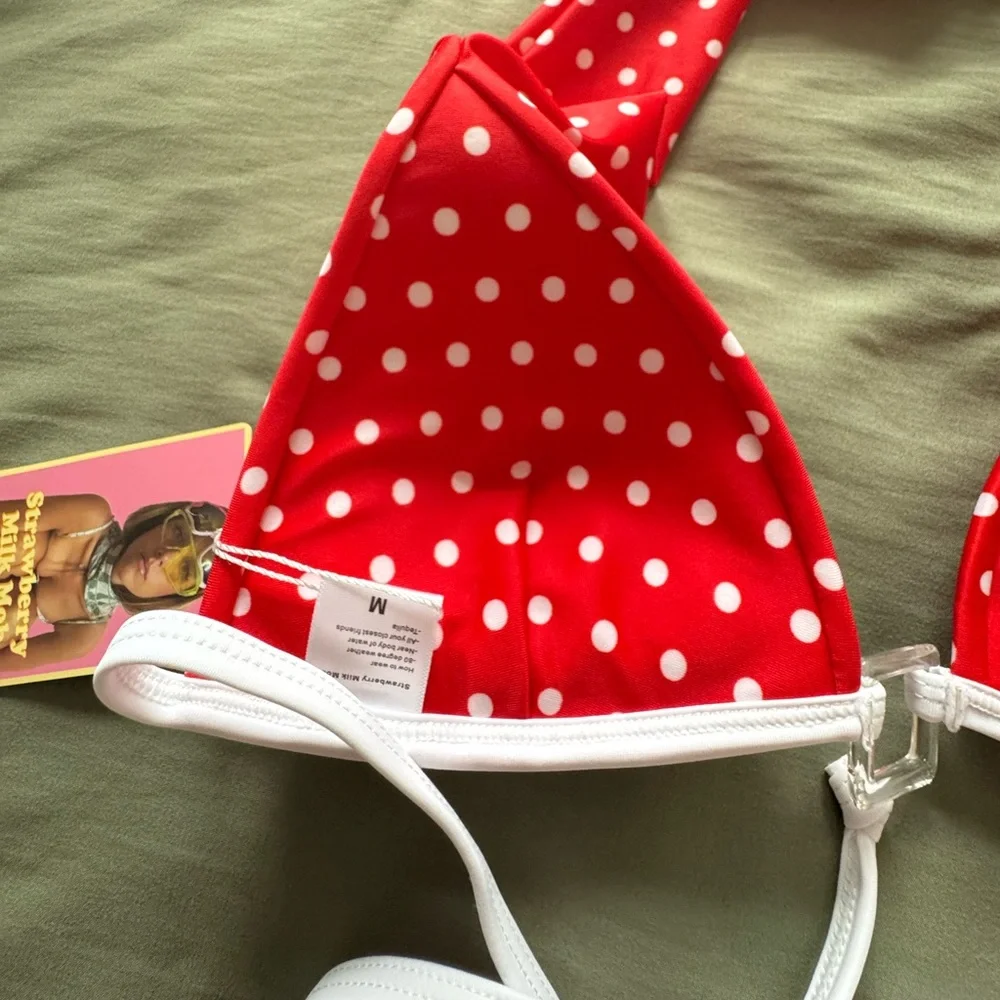 Strawberry Milk Mob - Red Polka Dot Bikini Top - Picture 3 of 6